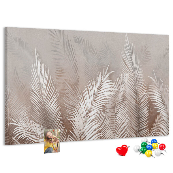 Tableau en liège Feuilles de palmier délicates sur fond neutre