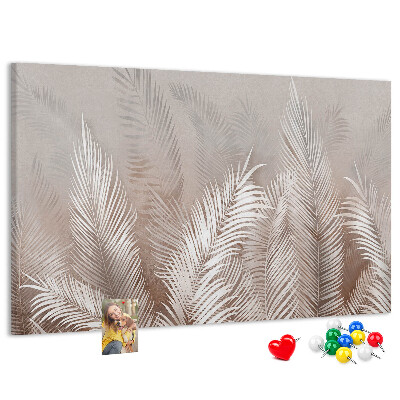 Tableau en liège Feuilles de palmier délicates sur fond neutre