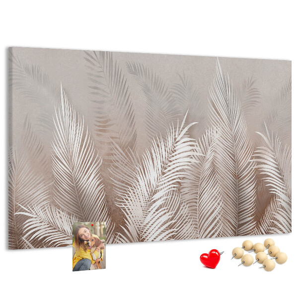 Tableau en liège Feuilles de palmier délicates sur fond neutre
