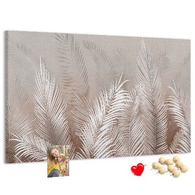 Tableau en liège Feuilles de palmier délicates sur fond neutre