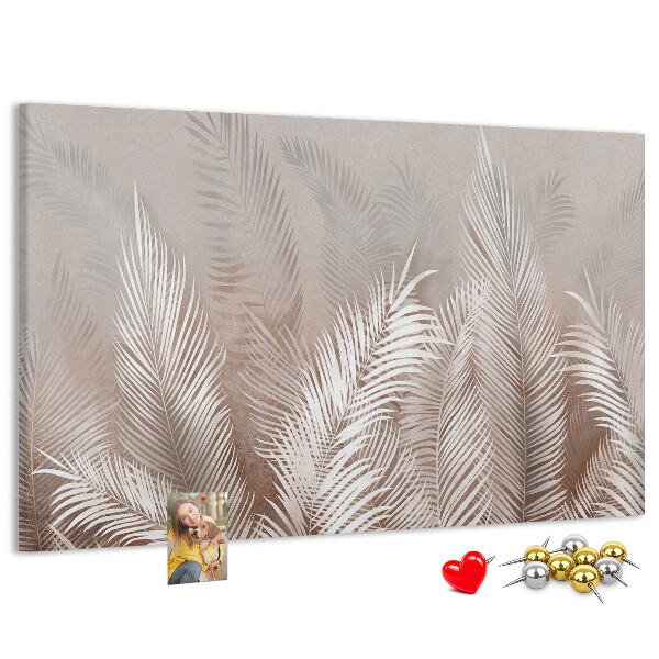 Tableau en liège Feuilles de palmier délicates sur fond neutre