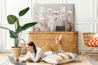 Tableau en liège Feuilles de palmier délicates sur fond neutre