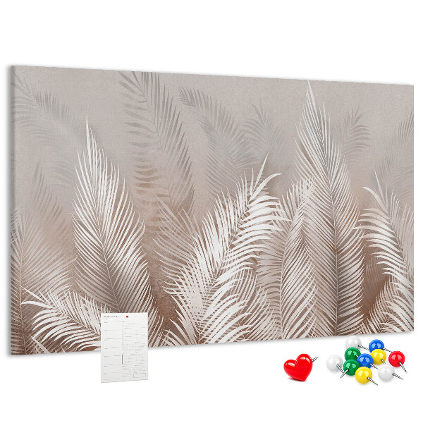 Tableau en liège Feuilles de palmier délicates sur fond neutre