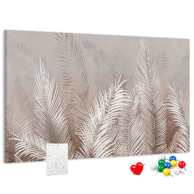 Tableau en liège Feuilles de palmier délicates sur fond neutre