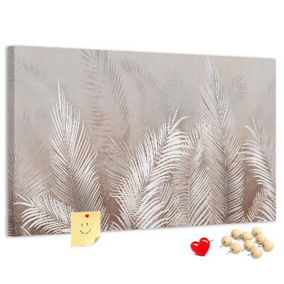 Tableau en liège Feuilles de palmier délicates sur fond neutre
