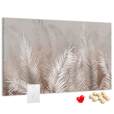 Tableau en liège Feuilles de palmier délicates sur fond neutre