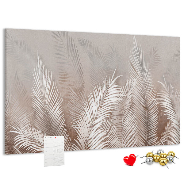 Tableau en liège Feuilles de palmier délicates sur fond neutre