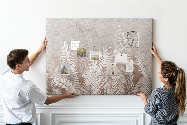 Tableau en liège Feuilles de palmier délicates sur fond neutre