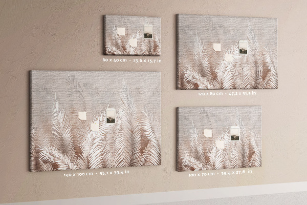 Tableau en liège Feuilles de palmier délicates sur fond neutre