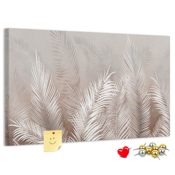 Tableau en liège Feuilles de palmier délicates sur fond neutre