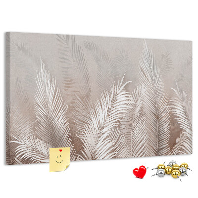 Tableau en liège Feuilles de palmier délicates sur fond neutre