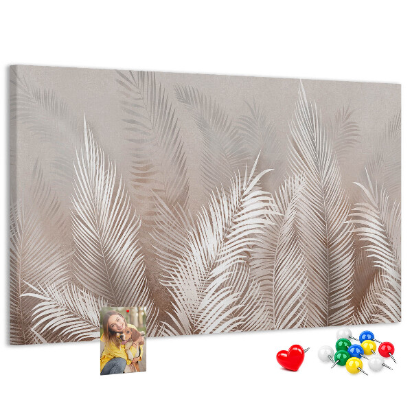 Tableau en liège Feuilles de palmier délicates sur fond neutre