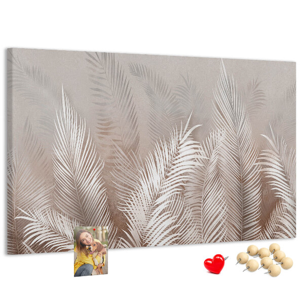 Tableau en liège Feuilles de palmier délicates sur fond neutre