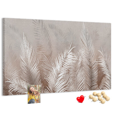 Tableau en liège Feuilles de palmier délicates sur fond neutre