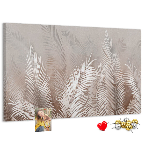 Tableau en liège Feuilles de palmier délicates sur fond neutre