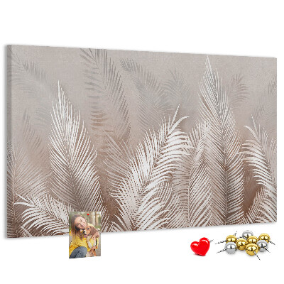 Tableau en liège Feuilles de palmier délicates sur fond neutre