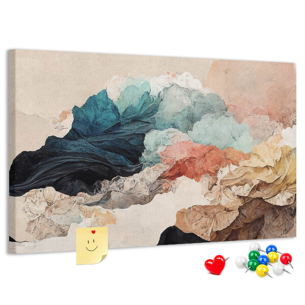 Tableau en liège Éclaboussures abstraites de formes colorées et ondulées