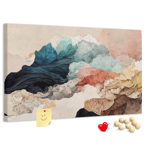 Tableau en liège Éclaboussures abstraites de formes colorées et ondulées