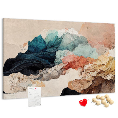 Tableau en liège Éclaboussures abstraites de formes colorées et ondulées