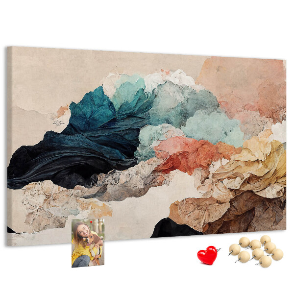 Tableau en liège Éclaboussures abstraites de formes colorées et ondulées