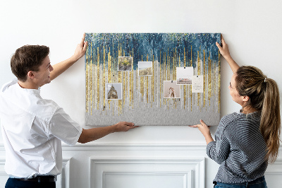 Tableau de liège Motif abstrait avec des lignes verticales dorées