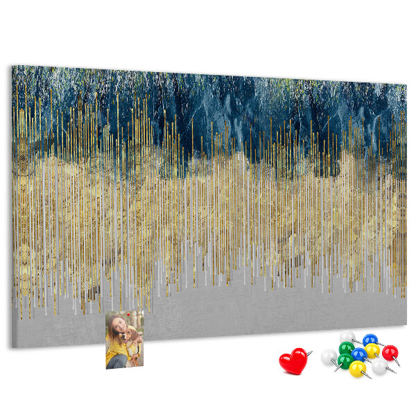 Tableau de liège Motif abstrait avec des lignes verticales dorées