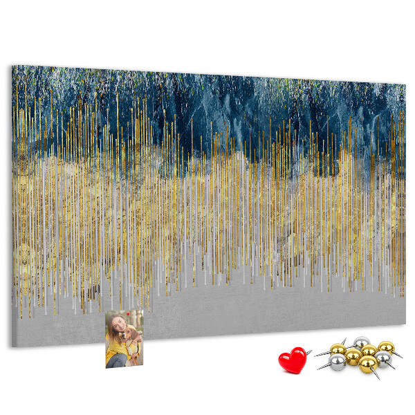 Tableau de liège Motif abstrait avec des lignes verticales dorées