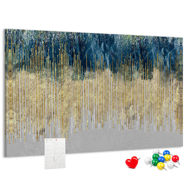 Tableau de liège Motif abstrait avec des lignes verticales dorées