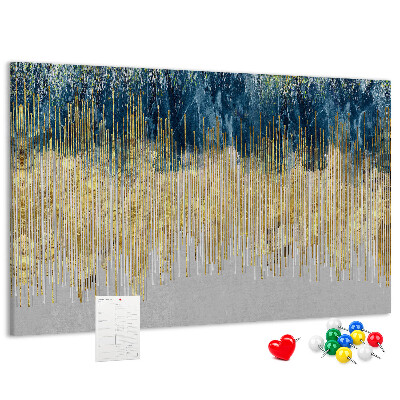 Tableau de liège Motif abstrait avec des lignes verticales dorées