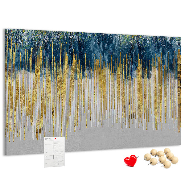 Tableau de liège Motif abstrait avec des lignes verticales dorées