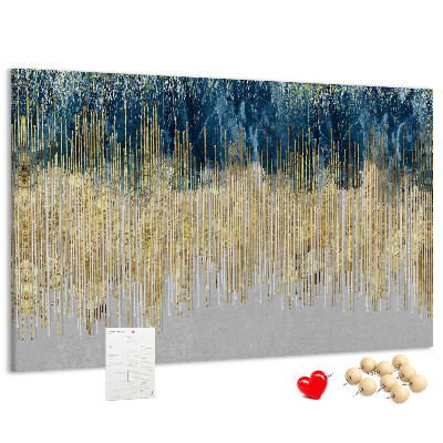 Tableau de liège Motif abstrait avec des lignes verticales dorées