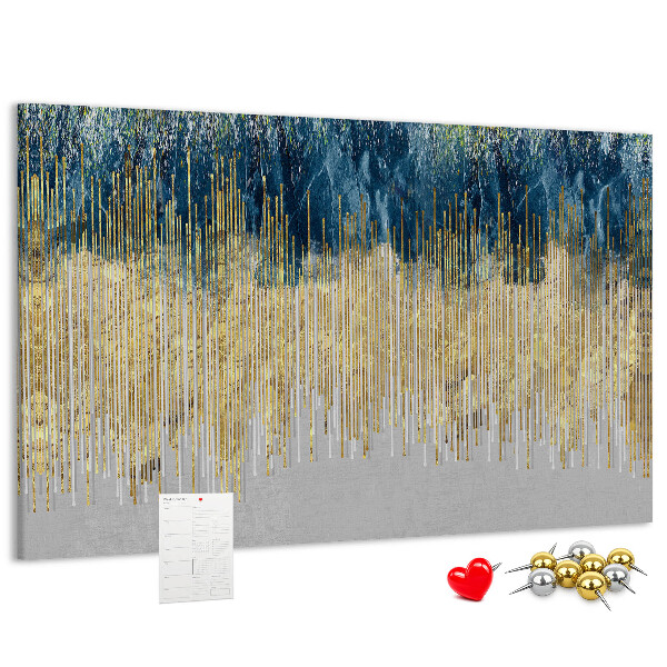 Tableau de liège Motif abstrait avec des lignes verticales dorées