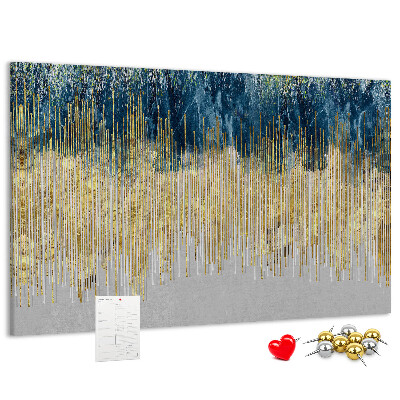 Tableau de liège Motif abstrait avec des lignes verticales dorées