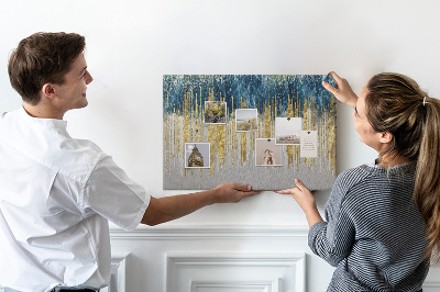 Tableau de liège Motif abstrait avec des lignes verticales dorées