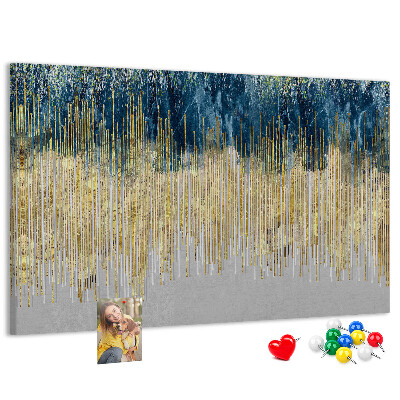 Tableau de liège Motif abstrait avec des lignes verticales dorées