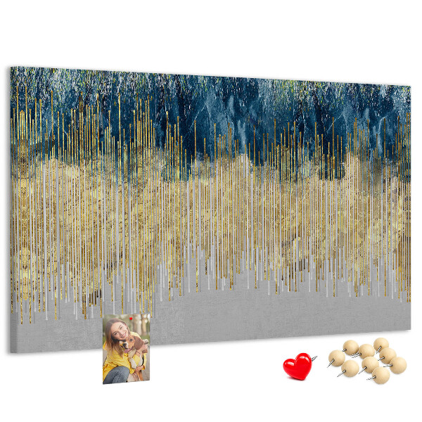 Tableau de liège Motif abstrait avec des lignes verticales dorées