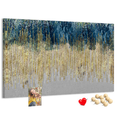Tableau de liège Motif abstrait avec des lignes verticales dorées