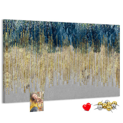 Tableau de liège Motif abstrait avec des lignes verticales dorées