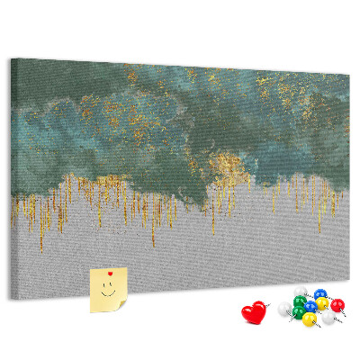 Tableau en liège Gouttes dorées sur fond de nuage bleu