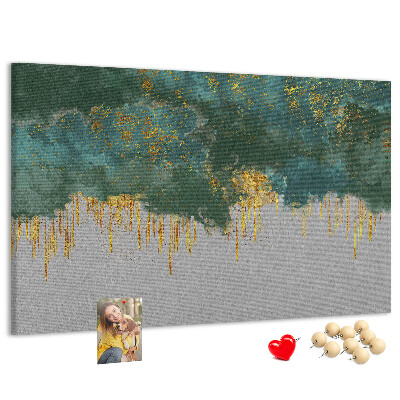 Tableau en liège Gouttes dorées sur fond de nuage bleu
