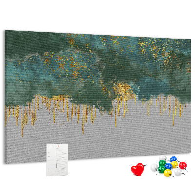 Tableau en liège Gouttes dorées sur fond de nuage bleu