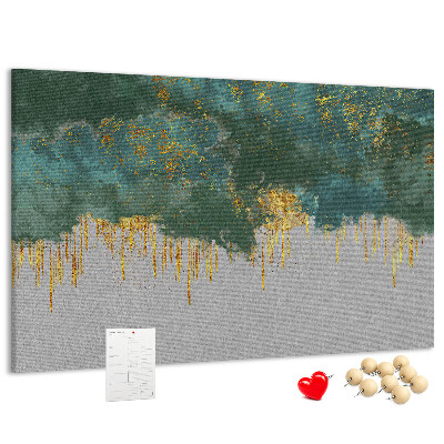 Tableau en liège Gouttes dorées sur fond de nuage bleu