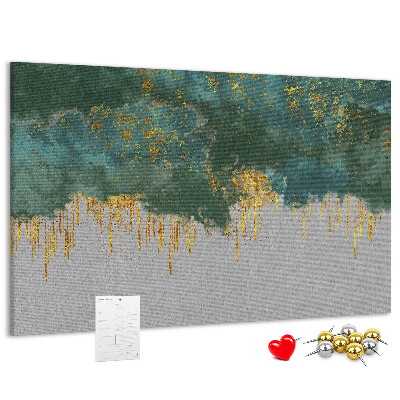 Tableau en liège Gouttes dorées sur fond de nuage bleu