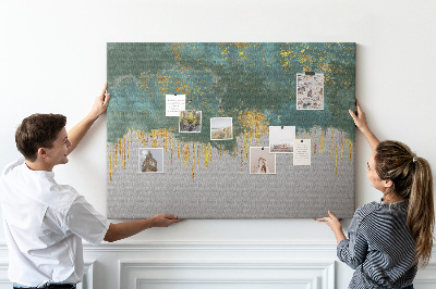 Tableau en liège Gouttes dorées sur fond de nuage bleu