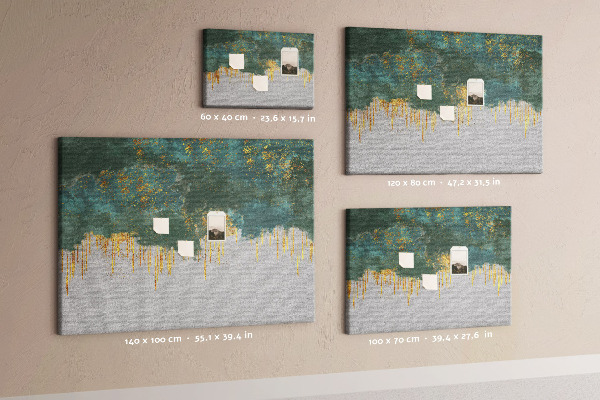 Tableau en liège Gouttes dorées sur fond de nuage bleu