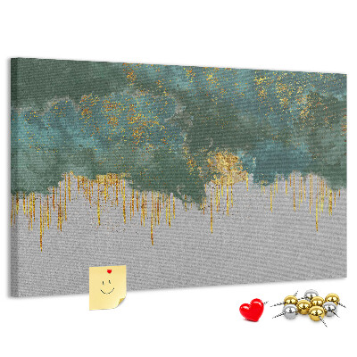 Tableau en liège Gouttes dorées sur fond de nuage bleu