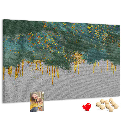 Tableau en liège Gouttes dorées sur fond de nuage bleu