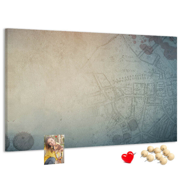 Tableau affichage liège Une carte ancienne aux taches délicates