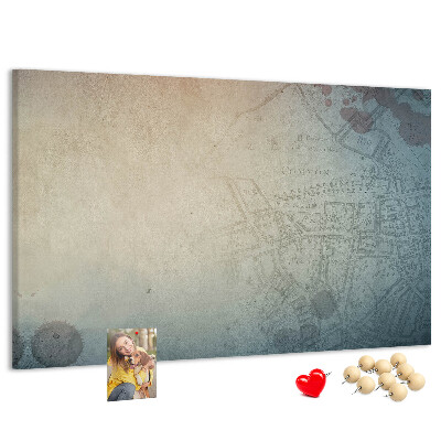 Tableau affichage liège Une carte ancienne aux taches délicates
