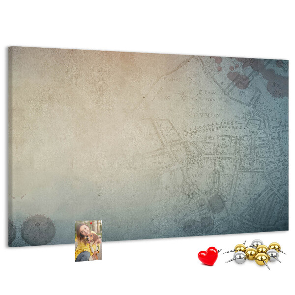 Tableau affichage liège Une carte ancienne aux taches délicates
